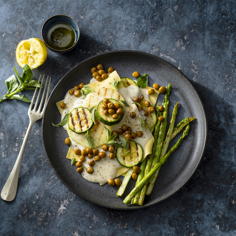 Privat: Open lasagne met groene groenten en Beemster geitenkaassaus