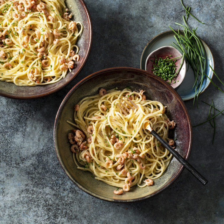 Privat: Spaghetti met Beemster Oud, peper & Hollandse garnalen